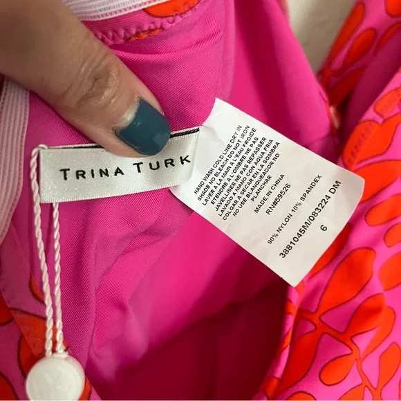 NWT Trina Turk One Piece Trellus Swim Suit Pink Coral 8 - Picture 10 of 12